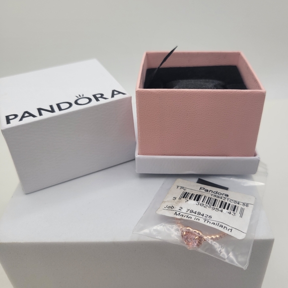 Pandora Sparkling Elevated Heart Ring14k rose gold plating 188421c04 - Picture 5 of 6